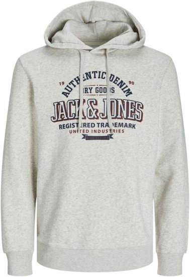Jack & Jones 2 COL LOGO Hoodie White Melange - Tröjor & hoodies - Stora hoodies & tröjor - 2XL-14XL