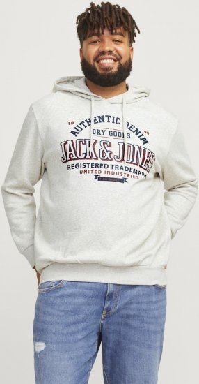 Jack & Jones 2 COL LOGO Hoodie White Melange - Tröjor & hoodies - Stora hoodies & tröjor - 2XL-14XL