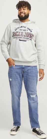 Jack & Jones 2 COL LOGO Hoodie White Melange - Tröjor & hoodies - Stora hoodies & tröjor - 2XL-14XL