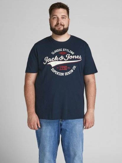 Jack & Jones JJELOGO TEE Navy - T-shirts - Stora T-shirts - 2XL-14XL
