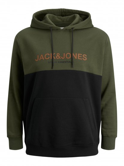 Jack & Jones JJEURBAN BLOCKING SWEAT Forest Green - Tröjor & hoodies - Stora hoodies & tröjor - 2XL-14XL