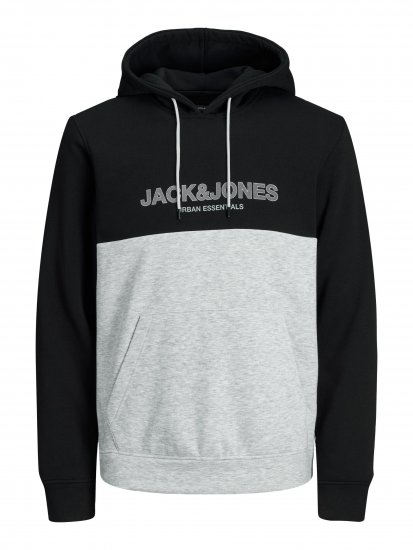 Jack & Jones JJEURBAN BLOCKING SWEAT Black - Tröjor & Hoodies - Stora hoodies - 2XL-8XL