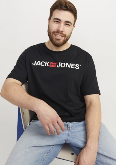Jack & Jones Corp Logo Crew Neck T-Shirt Black - T-shirts - Stora T-shirts - 2XL-14XL