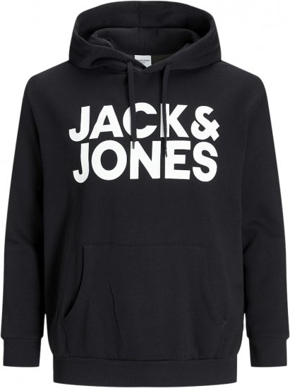 Jack & Jones CORP LOGO Large Print Hoodie Black - Tröjor & hoodies - Stora hoodies & tröjor - 2XL-14XL