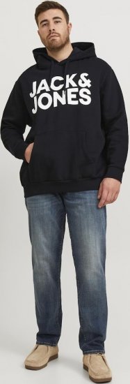 Jack & Jones CORP LOGO Large Print Hoodie Black - Tröjor & hoodies - Stora hoodies & tröjor - 2XL-14XL