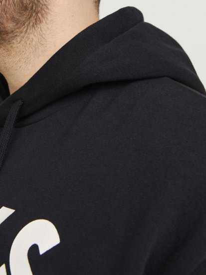 Jack & Jones CORP LOGO Large Print Hoodie Black - Tröjor & hoodies - Stora hoodies & tröjor - 2XL-14XL