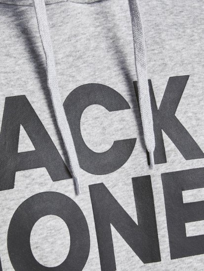 Jack & Jones CORP LOGO Large Print Hoodie Light Grey Melange - Tröjor & hoodies - Stora hoodies & tröjor - 2XL-14XL