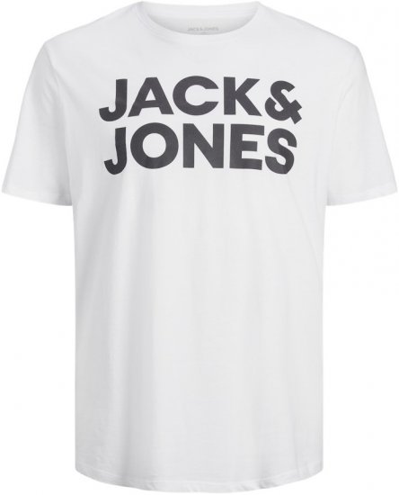Jack & Jones CORP Logo T-Shirt White w Large Black Print - T-shirts - Stora T-shirts - 2XL-14XL