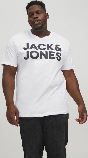 Jack & Jones CORP Logo T-Shirt White w Large Black Print - T-shirts - Stora T-shirts - 2XL-14XL