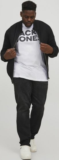Jack & Jones CORP Logo T-Shirt White w Large Black Print - T-shirts - Stora T-shirts - 2XL-14XL