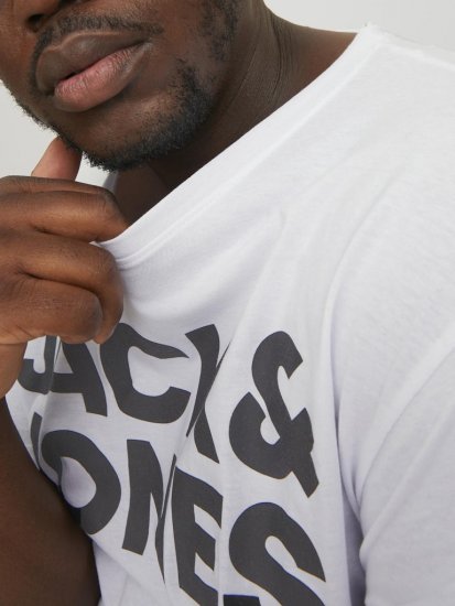 Jack & Jones CORP Logo T-Shirt White w Large Black Print - T-shirts - Stora T-shirts - 2XL-14XL