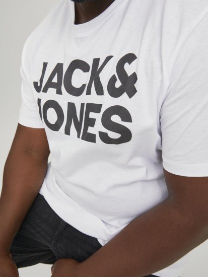Jack & Jones CORP Logo T-Shirt White w Large Black Print - T-shirts - Stora T-shirts - 2XL-14XL