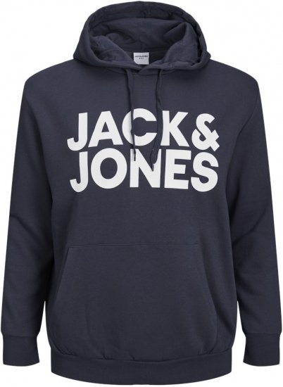 Jack & Jones CORP LOGO Large Print Hoodie Navy Blazer - Tröjor & hoodies - Stora hoodies & tröjor - 2XL-14XL