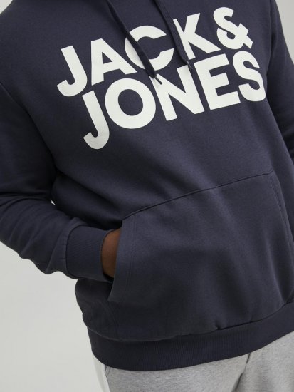 Jack & Jones CORP LOGO Large Print Hoodie Navy Blazer - Tröjor & hoodies - Stora hoodies & tröjor - 2XL-14XL