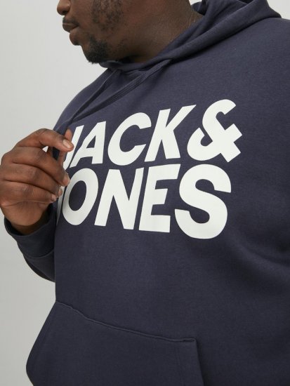 Jack & Jones CORP LOGO Large Print Hoodie Navy Blazer - Tröjor & hoodies - Stora hoodies & tröjor - 2XL-14XL