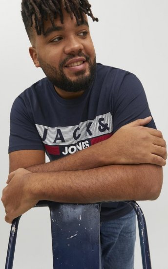 Jack & Jones CORP Logo T-Shirt Navy/PLAY 4 - T-shirts - Stora T-shirts - 2XL-14XL