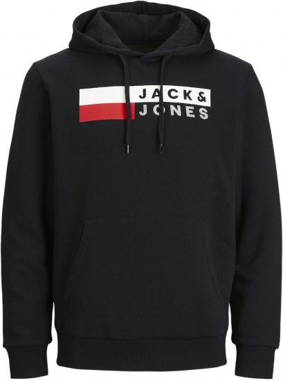 Jack & Jones CORP LOGO PLAY 4 Print Hoodie Black - Tröjor & hoodies - Stora hoodies & tröjor - 2XL-14XL