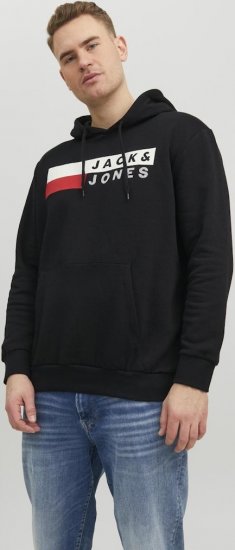 Jack & Jones CORP LOGO PLAY 4 Print Hoodie Black - Tröjor & hoodies - Stora hoodies & tröjor - 2XL-14XL