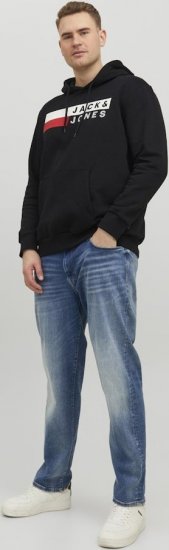 Jack & Jones CORP LOGO PLAY 4 Print Hoodie Black - Tröjor & hoodies - Stora hoodies & tröjor - 2XL-14XL
