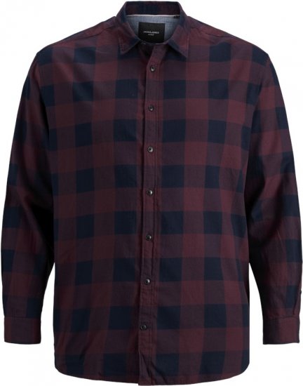 Jack & Jones Gingham L/S Shirt Dark Red - Skjortor - Stora skjortor - 2XL-8XL