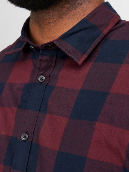 Jack & Jones Gingham L/S Shirt Dark Red - Skjortor - Stora skjortor - 2XL-8XL