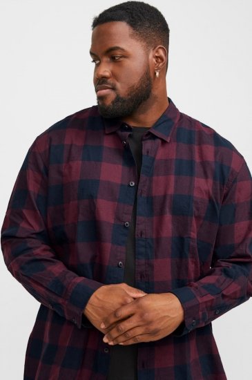 Jack & Jones Gingham L/S Shirt Dark Red - Skjortor - Stora skjortor - 2XL-8XL