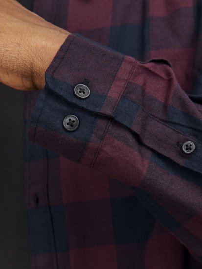 Jack & Jones Gingham L/S Shirt Dark Red - Skjortor - Stora skjortor - 2XL-8XL