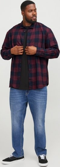 Jack & Jones Gingham L/S Shirt Dark Red - Skjortor - Stora skjortor - 2XL-8XL