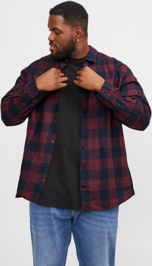 Jack & Jones Gingham L/S Shirt Dark Red - Skjortor - Stora skjortor - 2XL-8XL