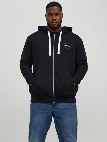 Jack & Jones JJSTAMP ZIP Hoodie Black - Tröjor & hoodies - Stora hoodies & tröjor - 2XL-14XL