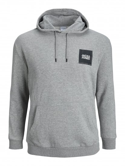 Jack & Jones JJLOCK SWEAT HOOD Grey - Tröjor & hoodies - Stora hoodies & tröjor - 2XL-14XL