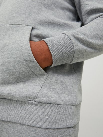 Jack & Jones JJLOCK SWEAT HOOD Grey - Tröjor & hoodies - Stora hoodies & tröjor - 2XL-14XL
