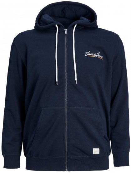 Jack & Jones JORPAUL TONS ZIP Hoodie Navy - Tröjor & hoodies - Stora hoodies & tröjor - 2XL-14XL