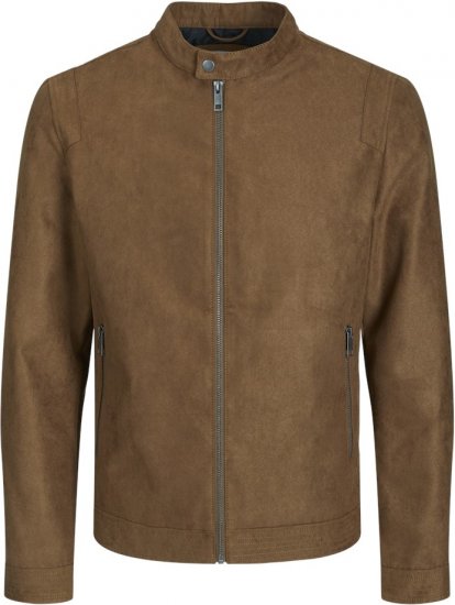 Jack & Jones Rocky Urban Rider Leather Jacket Brown - Jackor - Stora jackor - 2XL-12XL