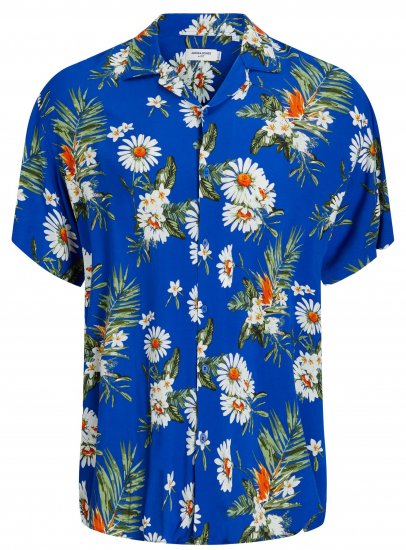 Jack & Jones JORLUKE FLORES Resort Shirt Nautical Blue - Skjortor - Stora skjortor - 2XL-8XL