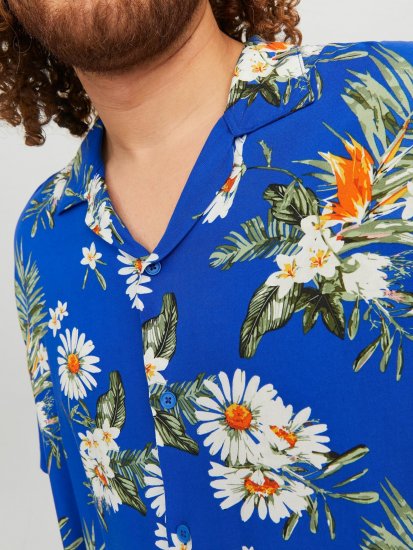 Jack & Jones JORLUKE FLORES Resort Shirt Nautical Blue - Skjortor - Stora skjortor - 2XL-8XL