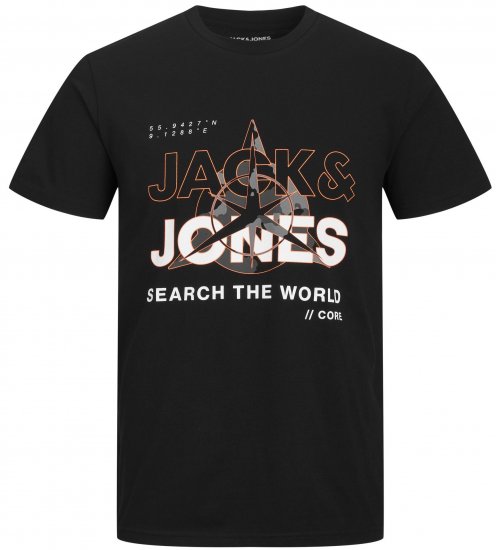 Jack & Jones JCOHUNT T-Shirt Black - T-shirts - Stora T-shirts - 2XL-14XL