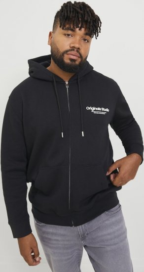 Jack & Jones ESTERBRO Zip Hoodie Black - Tröjor & hoodies - Stora hoodies & tröjor - 2XL-14XL