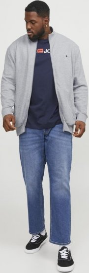 Jack & Jones PAULOS Turtleneck Zip Sweatshirt Light Grey Melange - Tröjor & hoodies - Stora hoodies & tröjor - 2XL-14XL