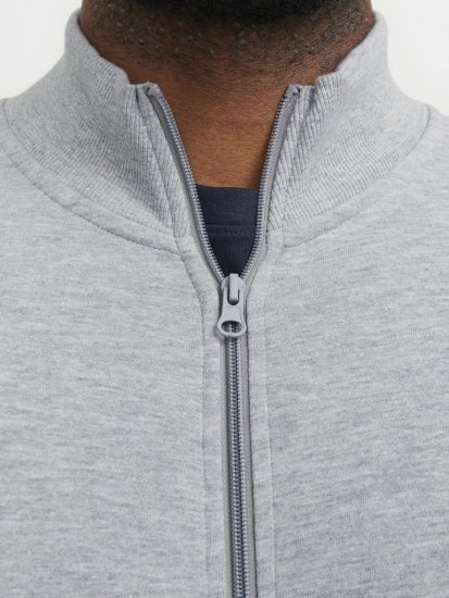 Jack & Jones PAULOS Turtleneck Zip Sweatshirt Light Grey Melange - Tröjor & hoodies - Stora hoodies & tröjor - 2XL-14XL