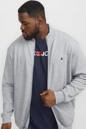 Jack & Jones PAULOS Turtleneck Zip Sweatshirt Light Grey Melange - Tröjor & hoodies - Stora hoodies & tröjor - 2XL-14XL