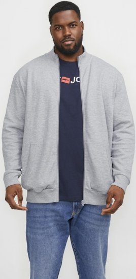 Jack & Jones PAULOS Turtleneck Zip Sweatshirt Light Grey Melange - Tröjor & hoodies - Stora hoodies & tröjor - 2XL-14XL