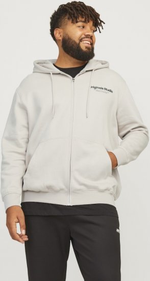 Jack & Jones ESTERBRO Zip Hoodie Light Grey - Tröjor & hoodies - Stora hoodies & tröjor - 2XL-14XL