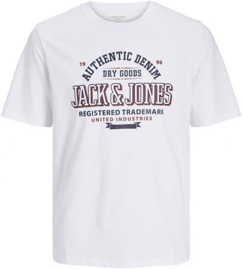 Jack & Jones JJELOGO O-Neck T-Shirt White - T-shirts - Stora T-shirts - 2XL-14XL