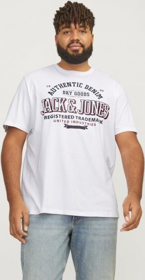 Jack & Jones JJELOGO O-Neck T-Shirt White - T-shirts - Stora T-shirts - 2XL-14XL