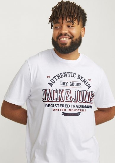 Jack & Jones JJELOGO O-Neck T-Shirt White - T-shirts - Stora T-shirts - 2XL-14XL