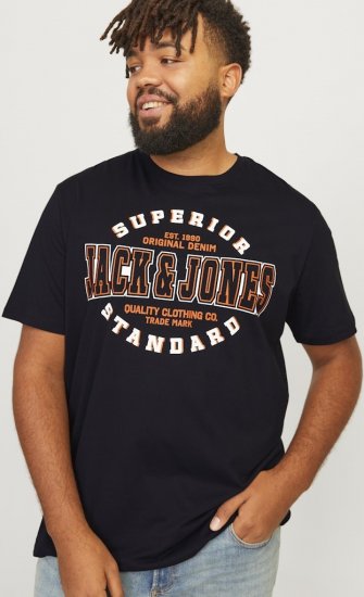 Jack & Jones LOGO O-Neck T-Shirt Black - T-shirts - Stora T-shirts - 2XL-14XL