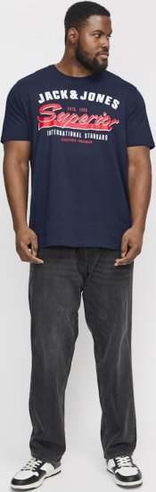 Jack & Jones LOGO O-Neck T-Shirt Dark Blue - T-shirts - Stora T-shirts - 2XL-14XL