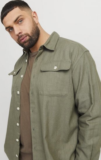 Jack & Jones Raymond Spring Long Sleeve Overshirt Tea Leaf - Skjortor - Stora skjortor - 2XL-8XL