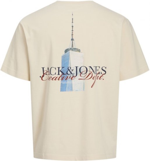 Jack & Jones Boston Photo Crew Neck T-Shirt Antique White - T-shirts - Stora T-shirts - 2XL-14XL